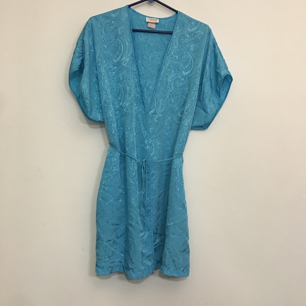 Intimate Moods Vintage Blue Paisley Pullover Night Shirt Medium with Robe